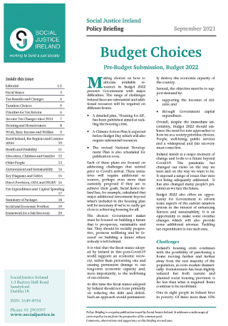 Budget Choices – Pre-Budget Submission, Budget 2022