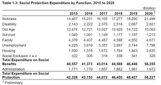 Social Protection expenditure 2015-2020 by category