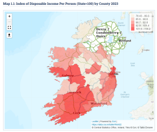 Index of Disposable Income Per Person by County 2023