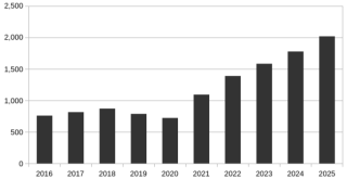 Number of young people aged 18-24 accessing emergency accommodation, December of each year, 2016 – 2025